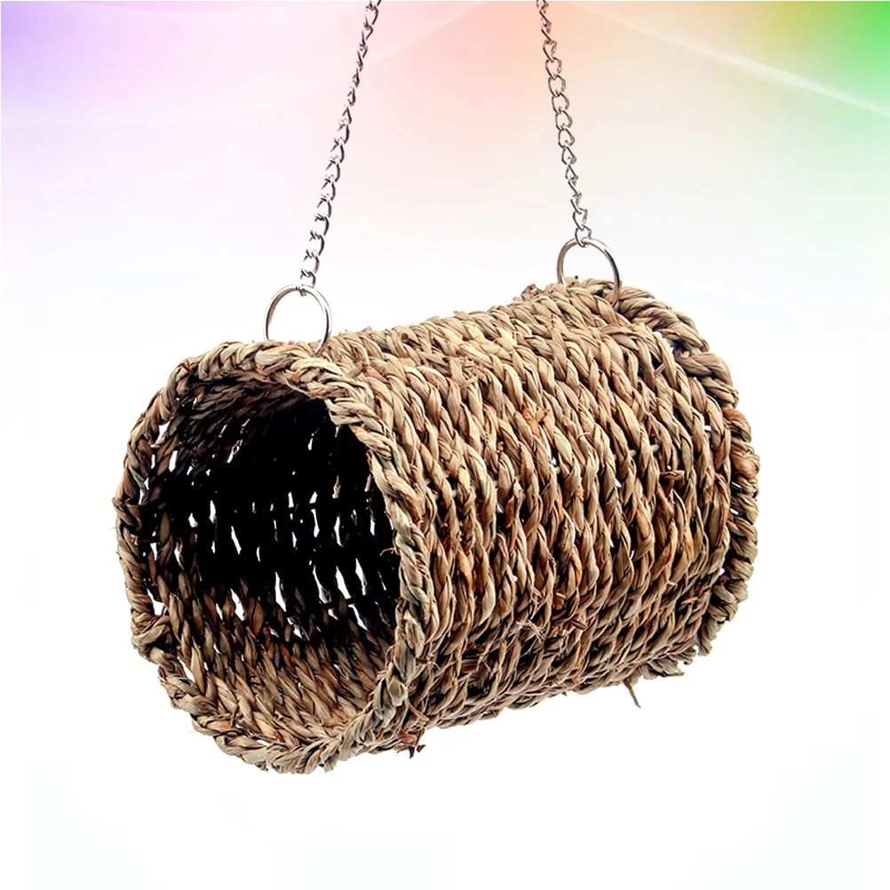 

Hamster Cage Hammock Hanging Parakeet Toys Cradle Parrot Pet Bed Woven Straw Nest