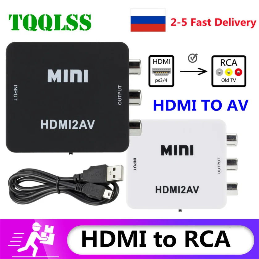 

1080P HDMI-совместимый адаптер для скалера RCA композитный преобразователь HDMI-совместимый с RCA CVSB L/R видео мини HD2AV преобразователь