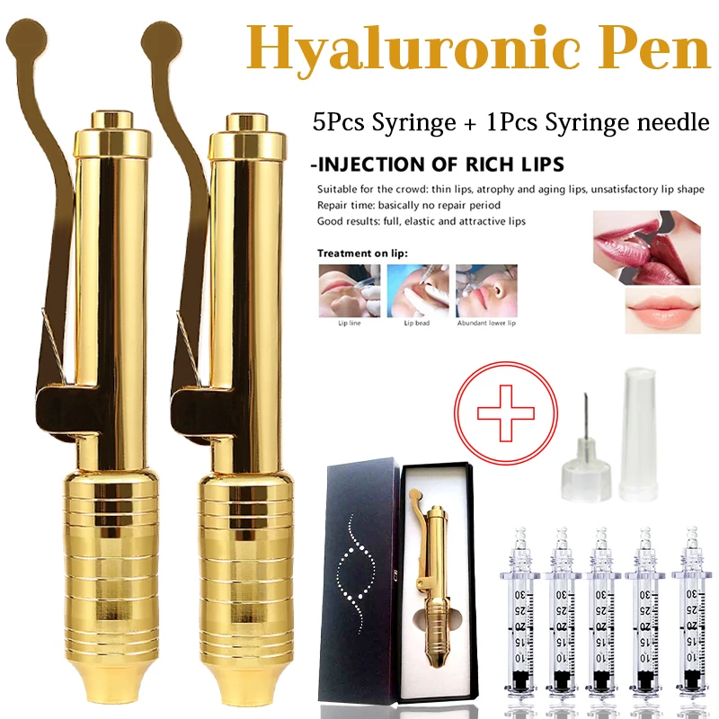 

24k Gold Hyaluron Pen 0.3ML Atomizer Lip Injection Pen Tattoo Supplies for Anti Wrinkle Lifting Lip Skin Care Tools With Needle