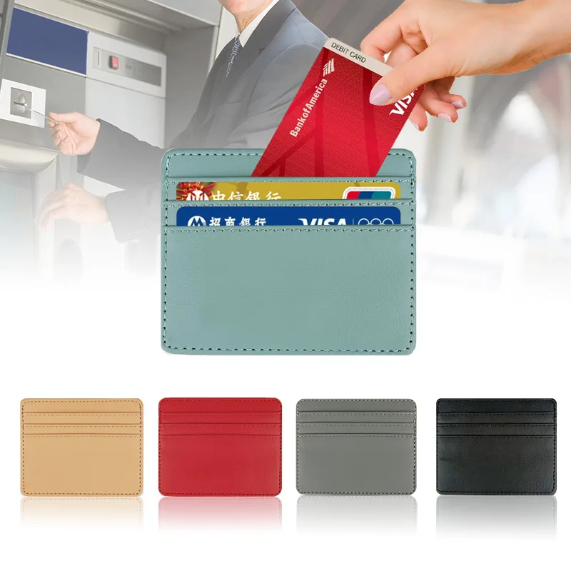 

1Pc PU Leather ID Card Holder Candy Color Bank Credit Card Box Multi Slot Slim Card Case Wallet Women Men Business Card Cover