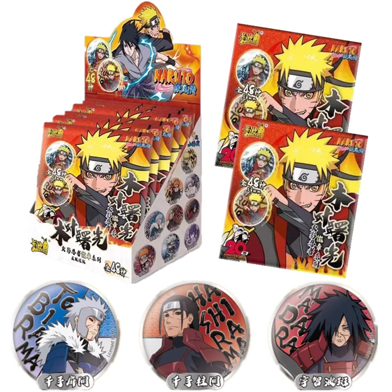 2023 New Kayou Naruto Wood Leaf Dawn Badge Full Set Of Tinplate Badge Card Birthday Gift Naruto Card Box