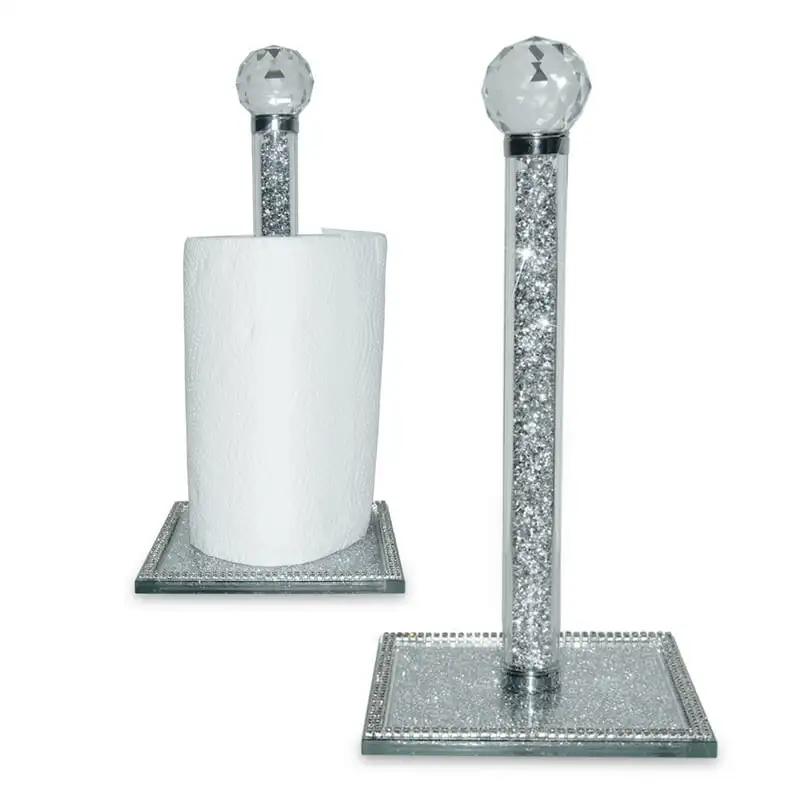 

Роскошный Модернизированный диспенсер для рулонов салфеток из хрустального стекла с прочным держателем для бумажных полотенец для идеаль...