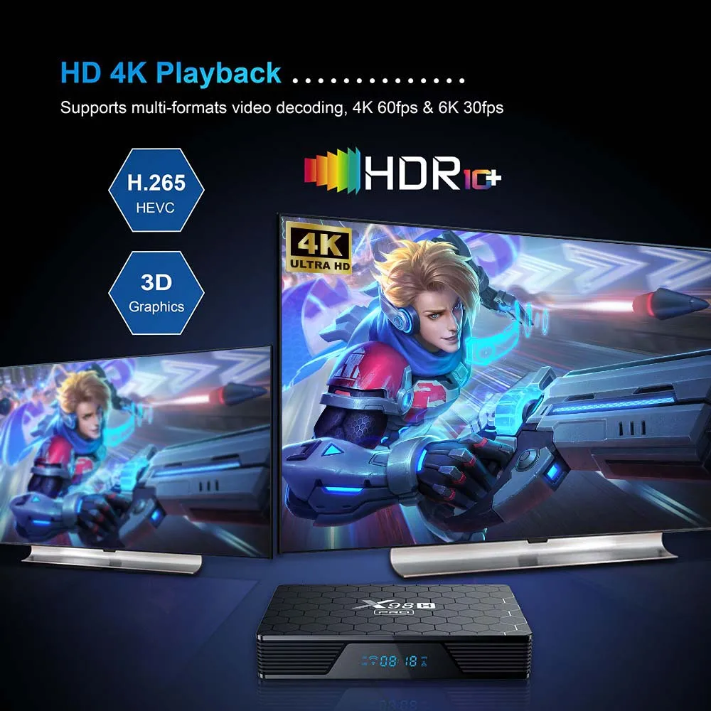 X98H PRO Android12 Smart TV BOX AllwinnerH618 Dual Wifi6 BT5.0 4K Вход 1000M LAN Поддержка Netflix Chromecast Stream Media Player