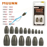 muunn 5pcs 1pcs fishing tackle accessories sinker bullet texas rig weight lure cone hollow line through tungsten sinkers