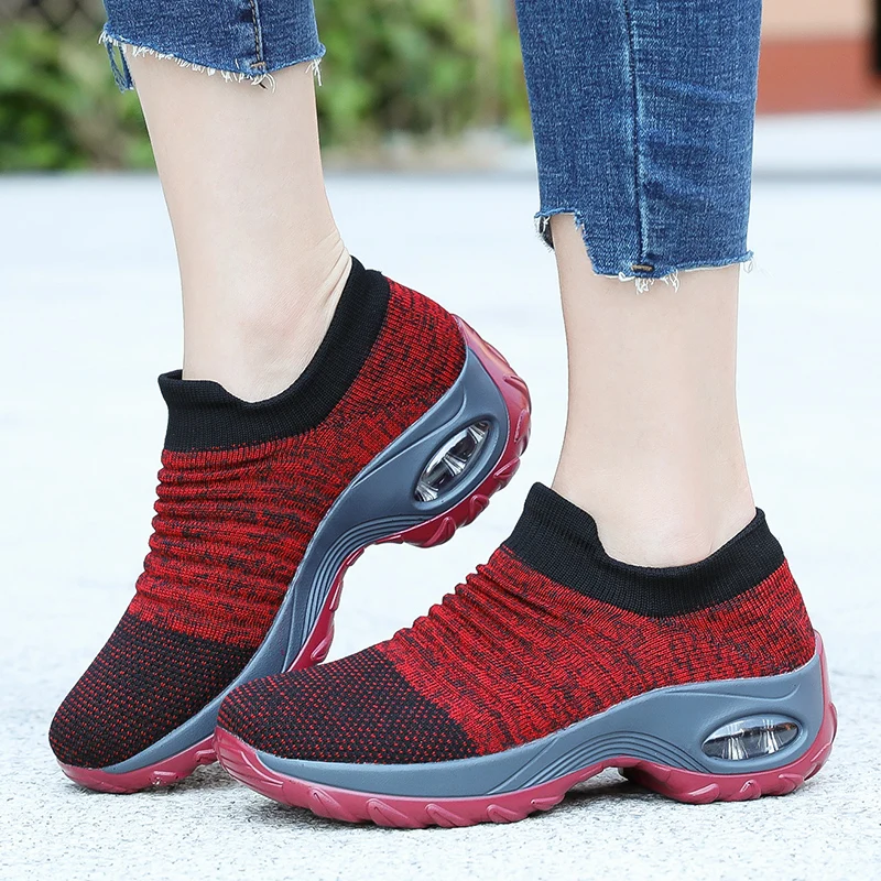 Womens Walking Shoes Slip on Sneaker Socks Platform Nurse Mesh Breathable Lightweight Shoes