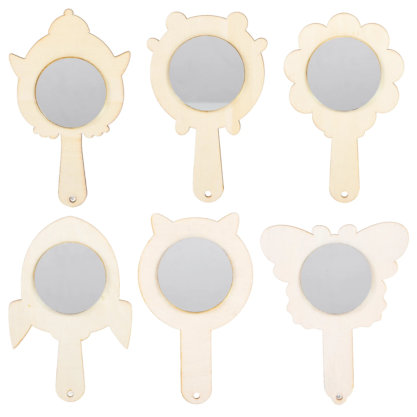 

6 Pcs DIY Mirror Kids Wooden Unpainted Puppy Toy Painting Educational Toys Hand Craft
