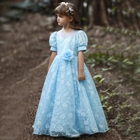 blue kids girls lolita dress luxury evening lace princess party long dresses pink white frock 3 14 year child ball gown costumes