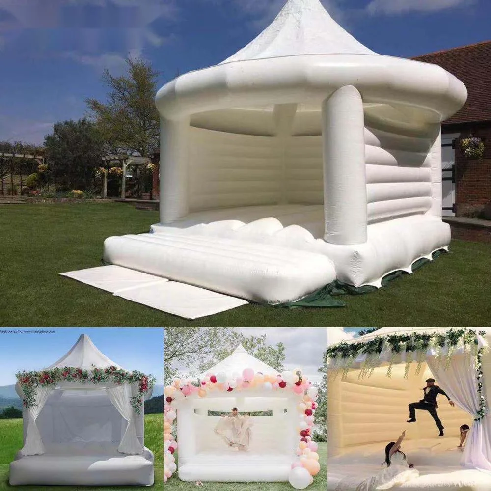 Название товара wholesale Royal White Wedding Bounce House Надувной надувной замок с палаткой Moonwalks