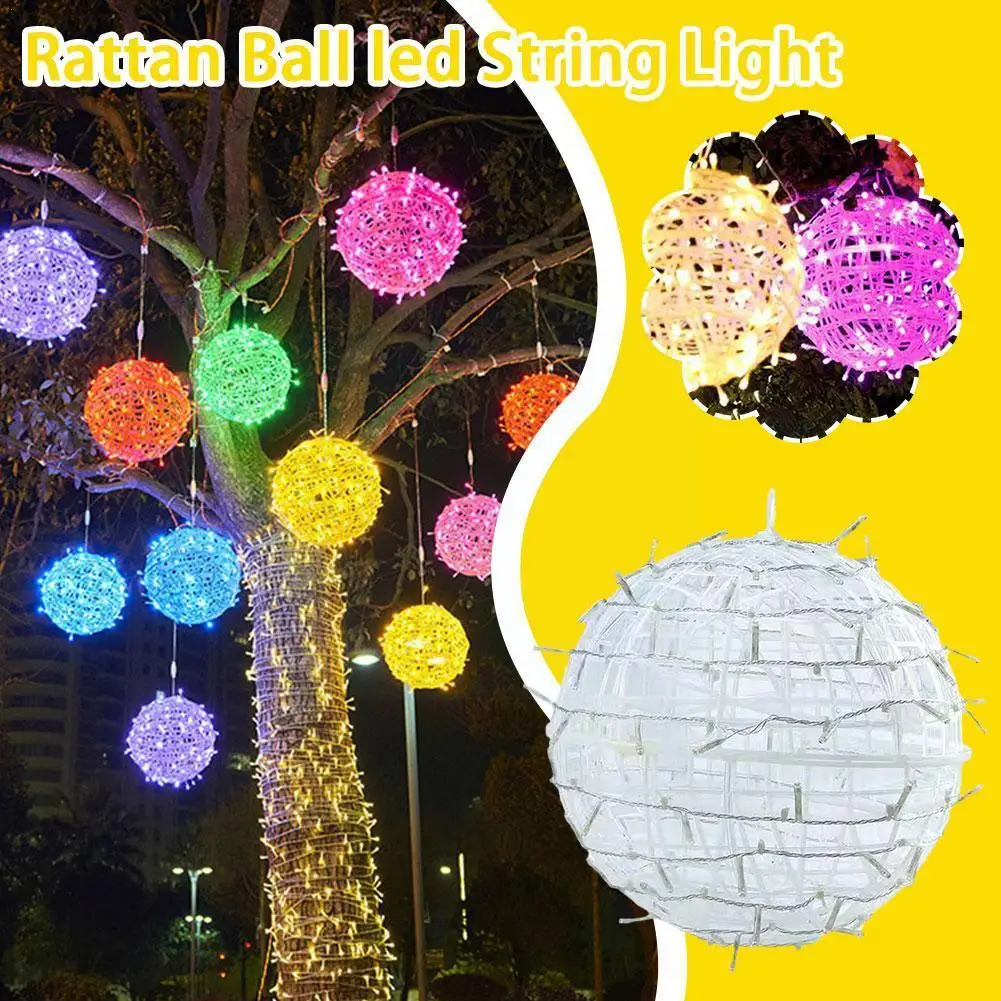 

Diameter 20CM Big Globe Rattan Ball Christmas String Light Globe Ball Fairy String Garland Light For Tree Holiday Wedding P V1K1