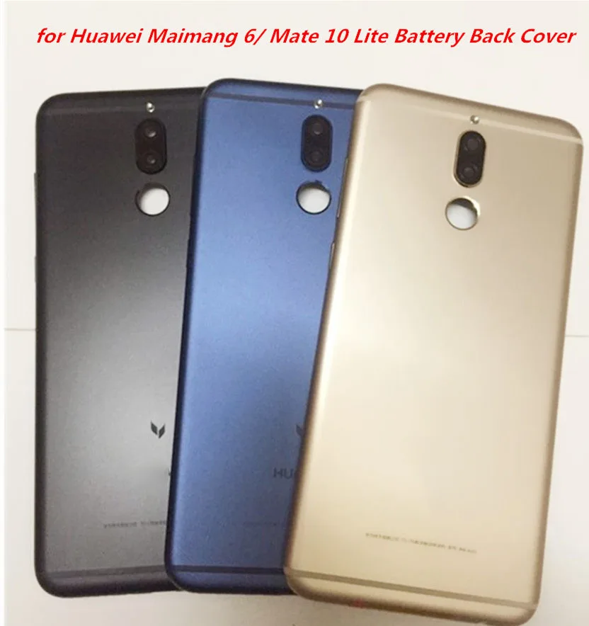 

Задняя крышка батарейного отсека для Huawei Maimang 6/ Mate 10 Lite, металлическая дверная камера, стеклянные линзы, запасные части