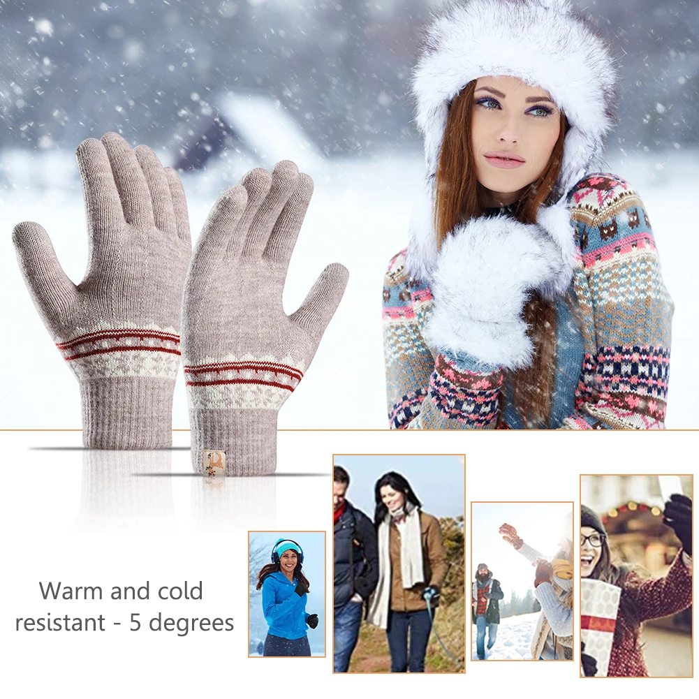 

Fashion Warm Full Finger Gloves Windproof Mitten Female Ladies Touch Screen Gloves for Outdoor Running Driving Cycling
