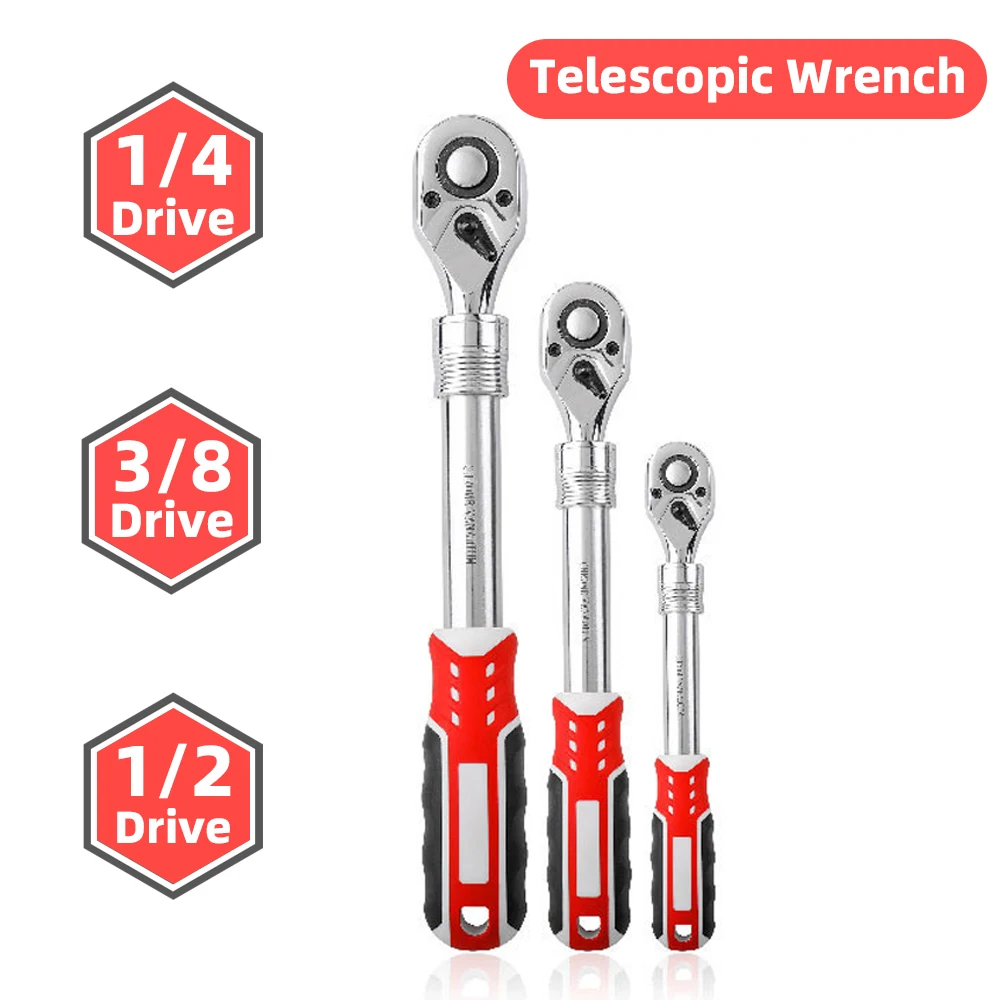 1/2 Telescopic Torque Wrench Ratchet Multifunctional Socket Spanner Automative Car Bicycle Professional Garage Repair Tools Kit