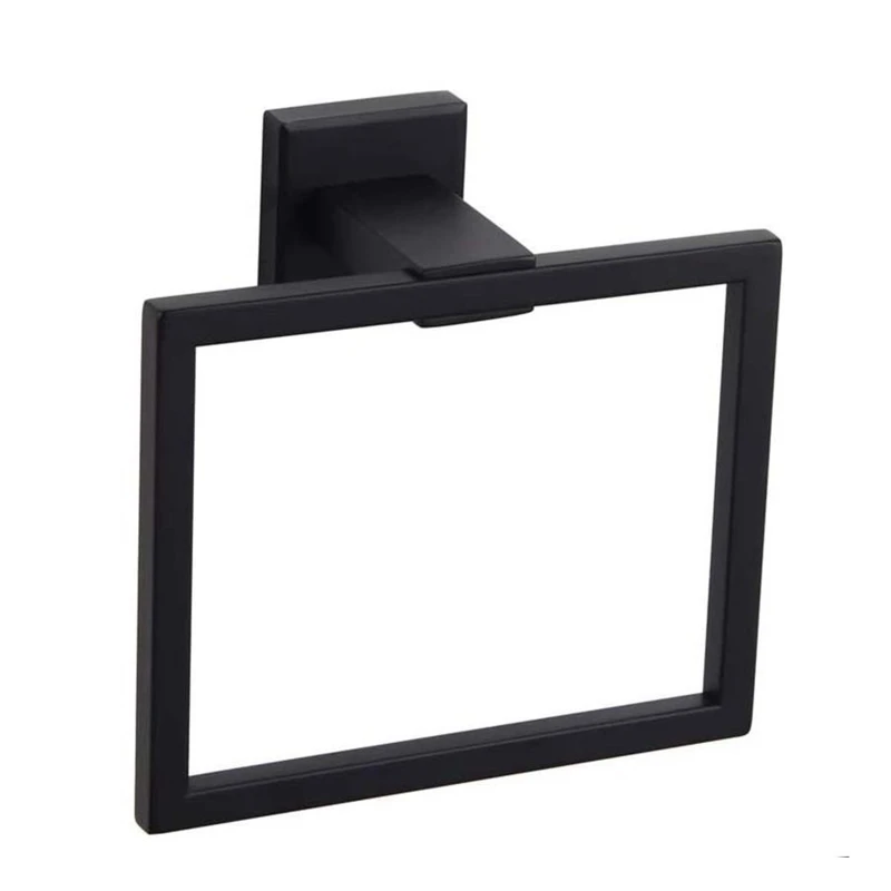 

Wall Mounted Square Towel Holder Modern Towel Ring Wall Hanging Lavatory Storage Rack Classic Bathroom Accessories