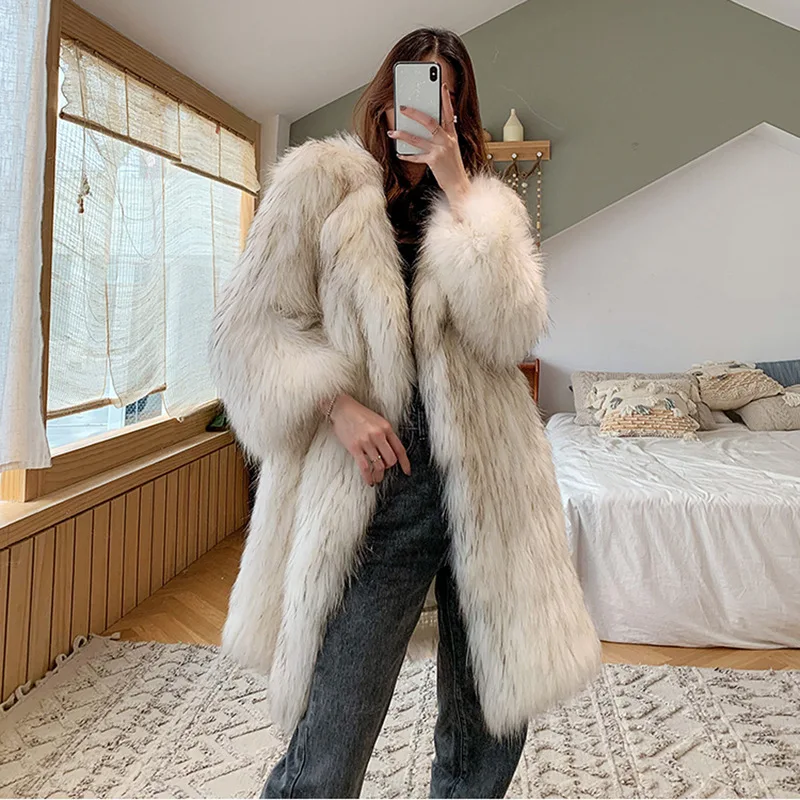 Limited Women's Winter Coat 2022 Women Coat Fur Mink Fur Thick Winter High Street Other Slim Real Fur Parkas