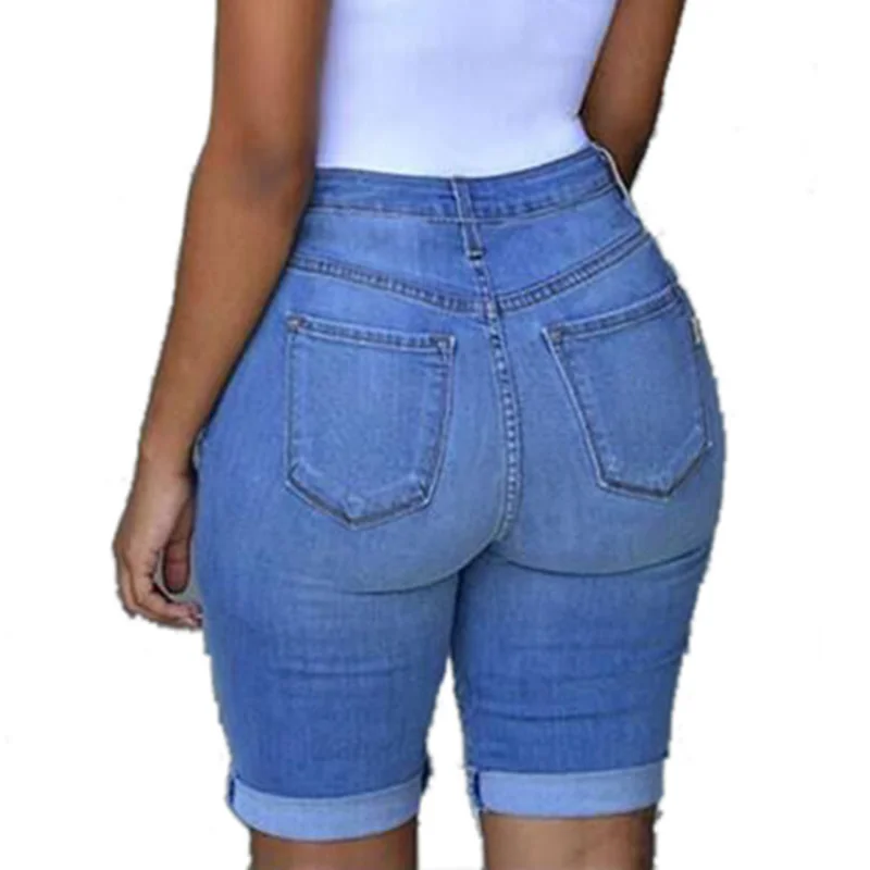 Fashion Summer Casual Pants Short for Women Ripped Femme Pantalones High Waisted Shorts Women Denim Shorts Destroyed Hole Jeans