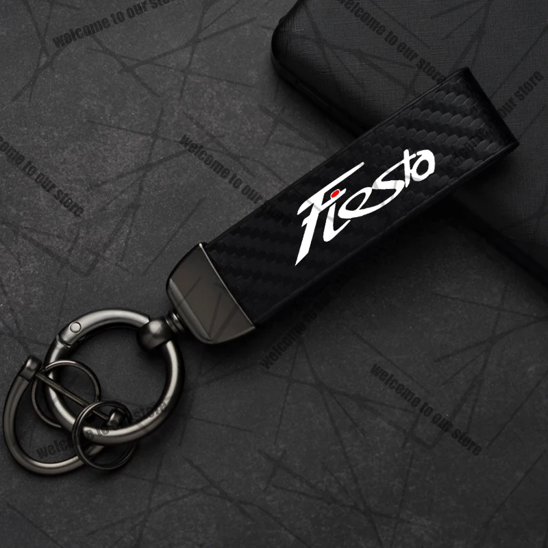 

Автомобильный брелок для Ford Fiesta ST MK6 MK7 MK8 с логотипом из углеродного волокна, кожи, эмблема из цинкового сплава, брелок, аксессуары