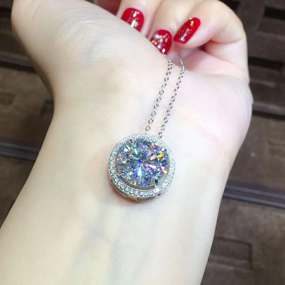 

S925 Silver Necklace Natural Gemstone With 5ct Diamond Pendant for Women Fashion Silver 925 Jewelry Collare Mujer Pendant