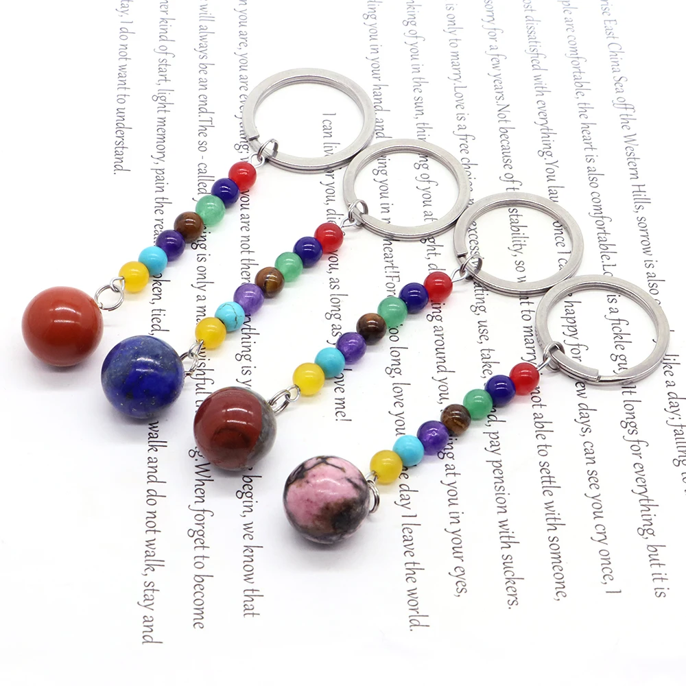 

Quartz Beads Natural Healing Stone Crystal Keychains Bag Purse Car Lucky Pendant Jewelry Accessorie Gifts Wholesale Party Favor
