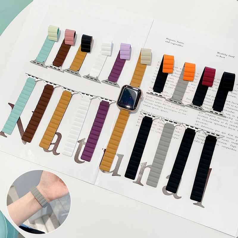 Роскошный силиконовый тонкий спортивный ремешок для Apple Watch 7 6 SE 5 4 браслет IWatch Band42