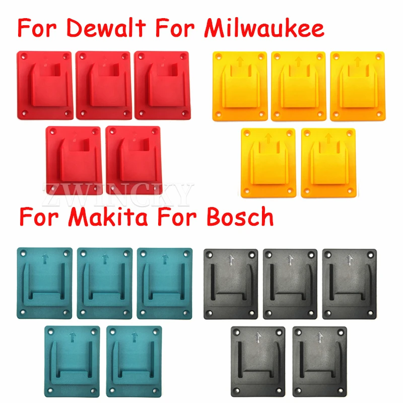5Packs Tool Mount Storage Bracket For Makita/Bosch/Dewalt/Milwaukee 18V 20V Li-ion Battery Tool Machine Drill Holder Slots Stand
