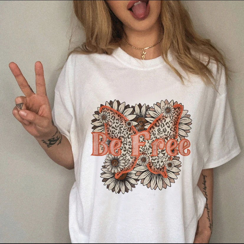 

Harajuku Beach Travel Fashion Trend Clothing Summer Short Sleeve Fashion Cartoon Butterfly Graphic T-shirt T-shirt Women's T-shi