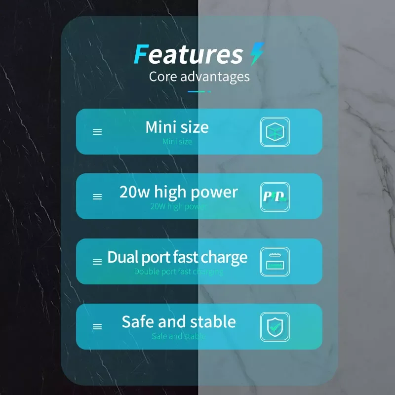 

2022 trend For iPhone 13 12 Pro Max 11 Mini 8 Plus 20W PD Charger Support Type C PD Charging Dual USB port Charger