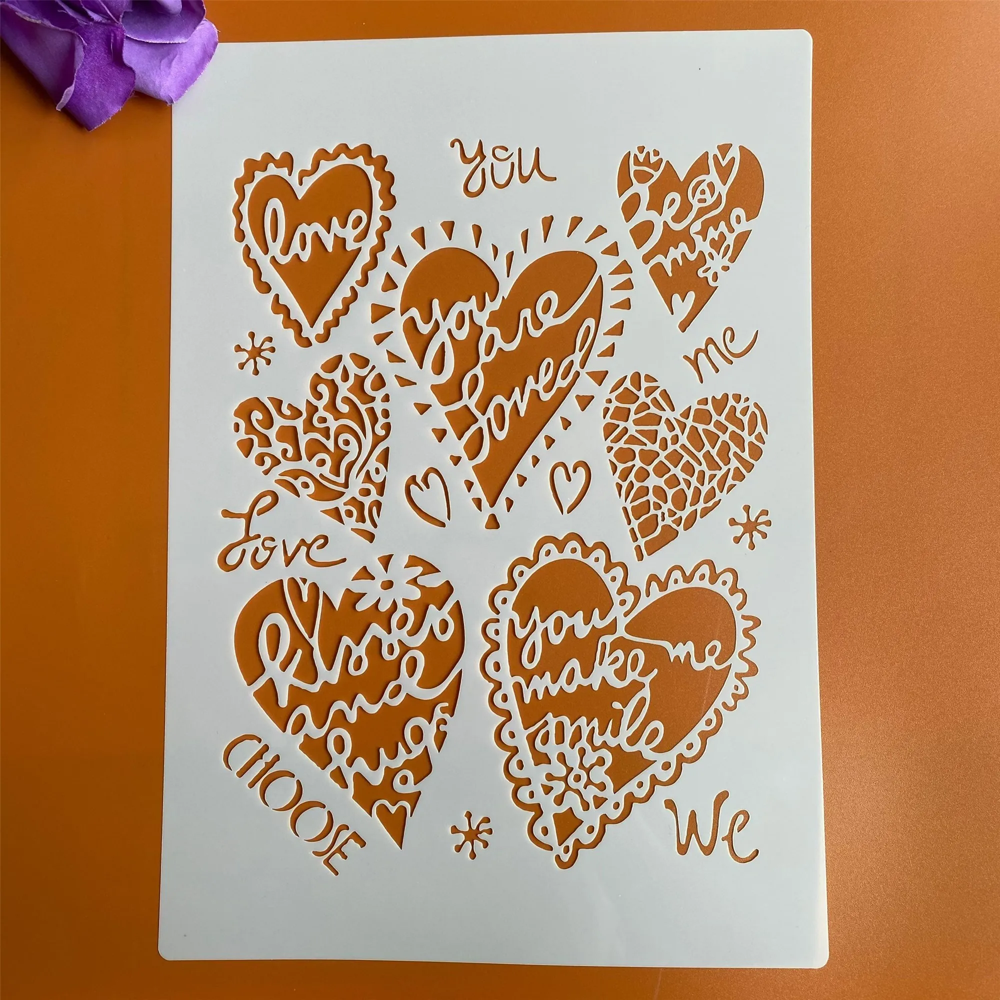 

A4 29 *21cm DIY cake Stencils wall Painting Scrapbook Coloring Embossing Album Decorative Paper Card Template wall love