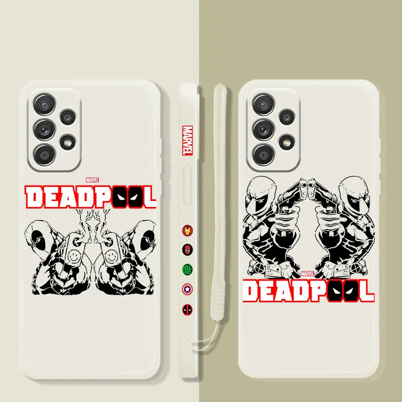

Square Liquid Candy Color Phone Case For Samsung Galaxy A73 A71 A72 A12 A21s A22 A23 A31 A32 A51 A52 A52s A53 A02s Deadpool Shot
