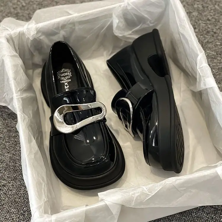 Spring and Summer Versatile British Style Elevated Thick Sole Mary Jane Small Leather Shoes Women's Small JK Shoes Leather Shoes