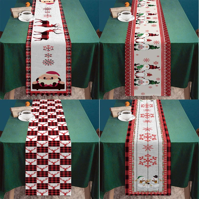 

Christmas Table Runner Xmas Ornaments Banquet Holiday Party Tablecloth Crafts 2022 Navidad New Years Gifts Christmas Decorations