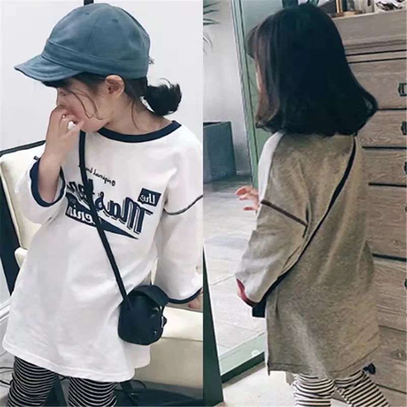 

Girls Long Letter T-Shirt Cotton Korea Style Girls Top Autumn New Children'S Clothing 3-8 Years Old Girls Clothes