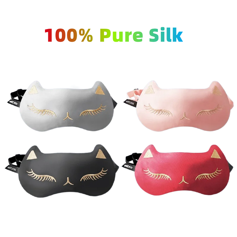 

100% Pure Silk Double-Side Shading EyeShade Sleeping Eye Mask Cover Eyepatch Blindfolds Eyeshade Health Sleep Shield Light Gift