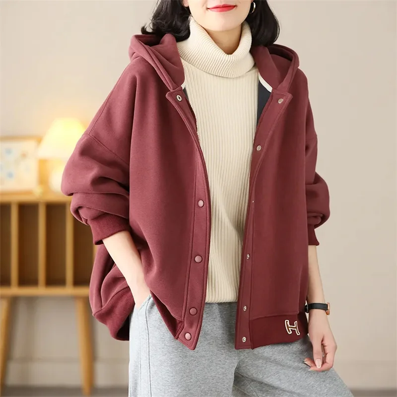 Женская толстовка с капюшоном и длинным рукавом свободного покроя