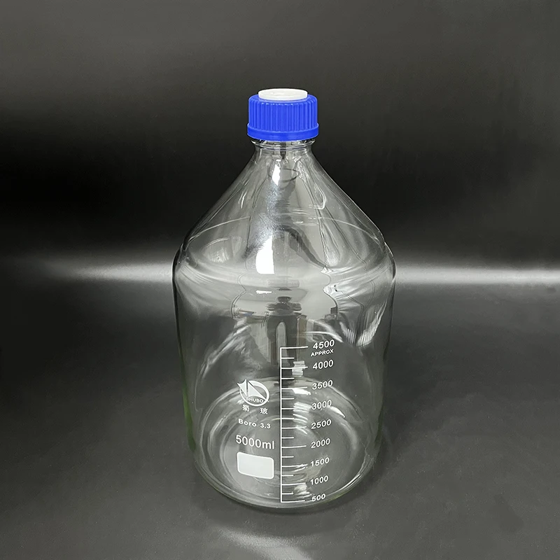SHUBO Chromatography solvent bottle, Capacity 5000mL, GL45mm 1hole/2holes/3holes, Mobile phase bottle