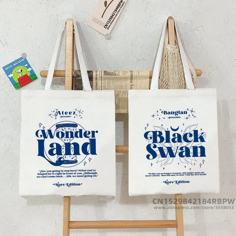 

Txt синяя сумка-тоут для часов, вдохновленная дизайнерская сумка-тоут, Холщовая Сумка, сумки для покупок Bolsa, многоразовые сумки для покупок д...