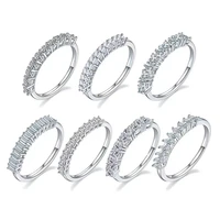 trendy 925 sterling silver 1ct d color vvs1 geometric moissanite half eternity ring for women jewelry engagement rings gift