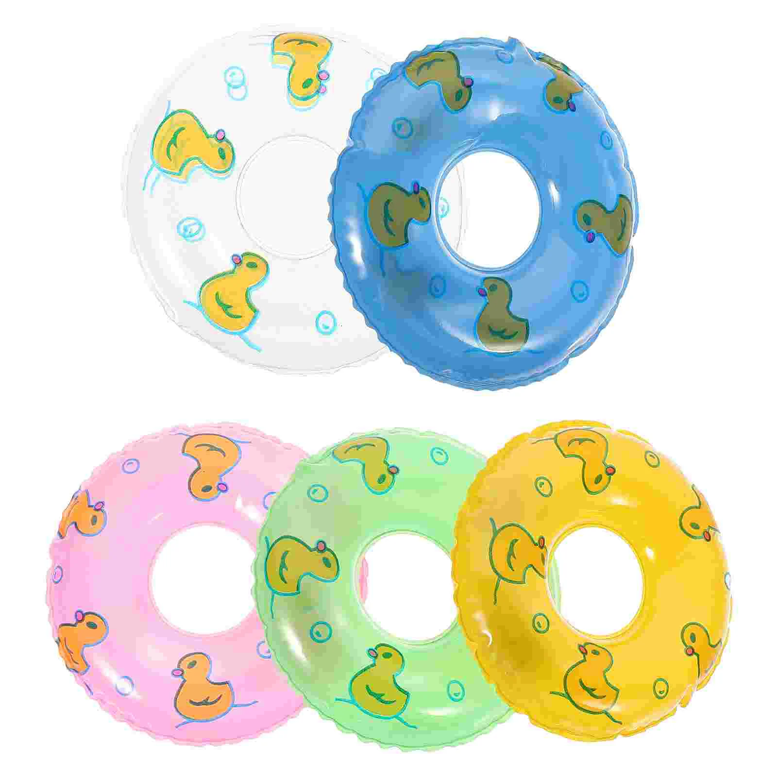

5 Pcs Duckling Swimming Ring Desktop Decor Miniature Rings House Pvc Decors Plaything Photo Props