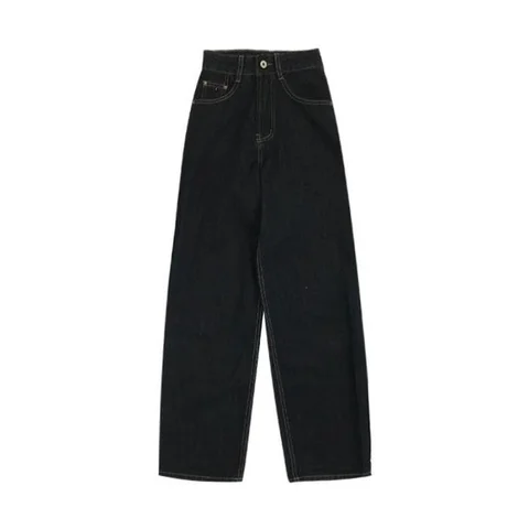 Vintage Black Women Jeans High Waist Fashion Korean Streetwear Wide Leg Female Denim Trouser Straight Baggy Mom Pants Mokijins