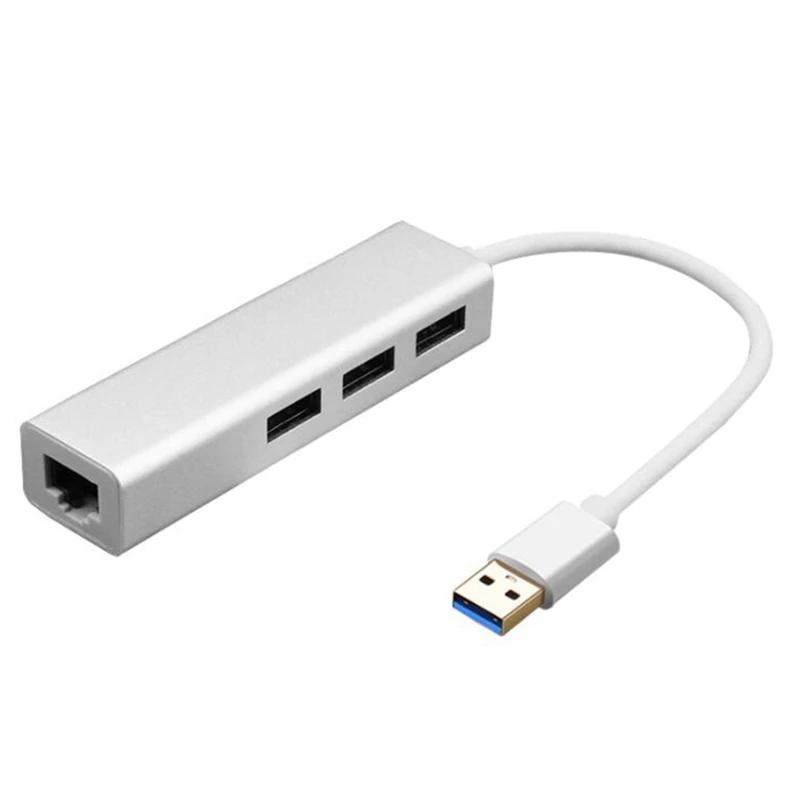 

USB 3.0 Gigabit Ethernet Adapter with 3 Port Hub to RJ45 Lan Network Port Card for Windows XP 7 8/Mac