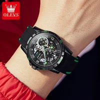 olevs waterproof sport watch for men silicone strap full automatic large dial trendy automatic mechanical men wristwatch