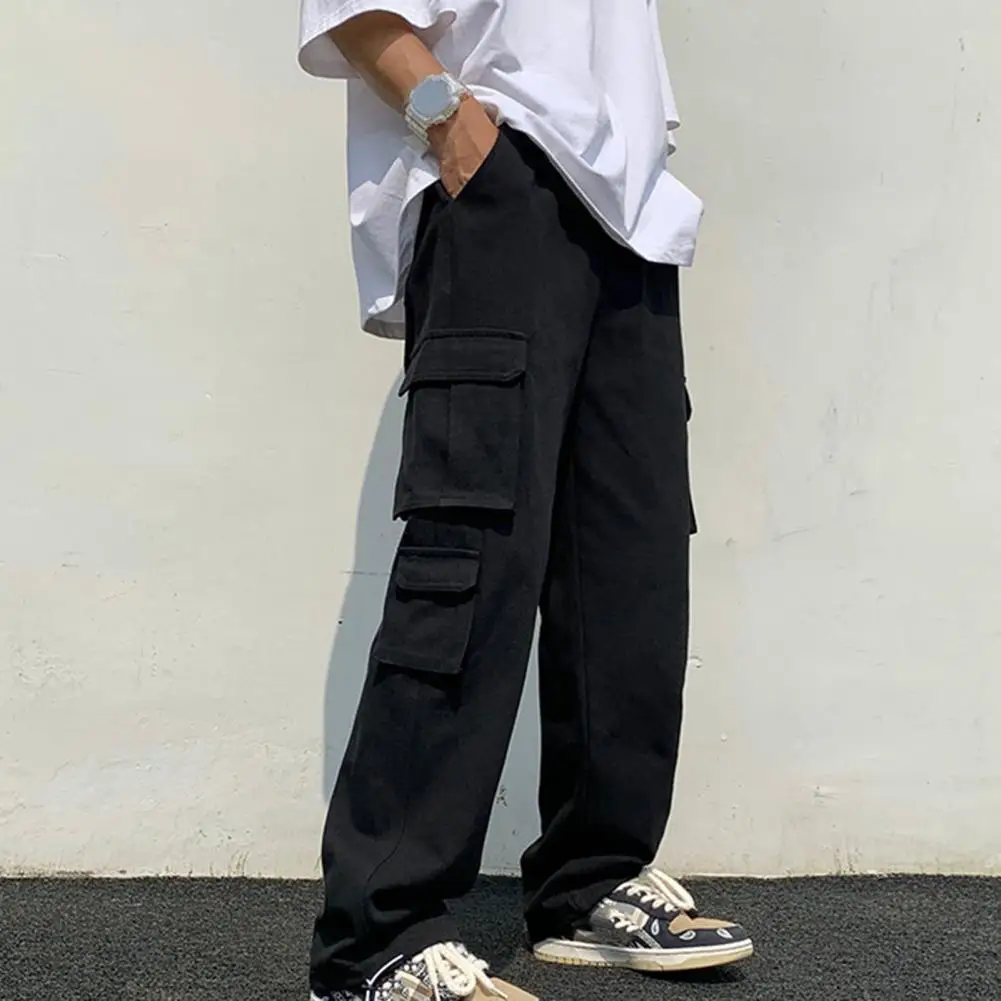 

Брюки-карго мужские свободного покроя, цветные Штаны, уличные Штаны, прямые однотонные повседневные брюки в стиле хип-хоп с множеством карманов