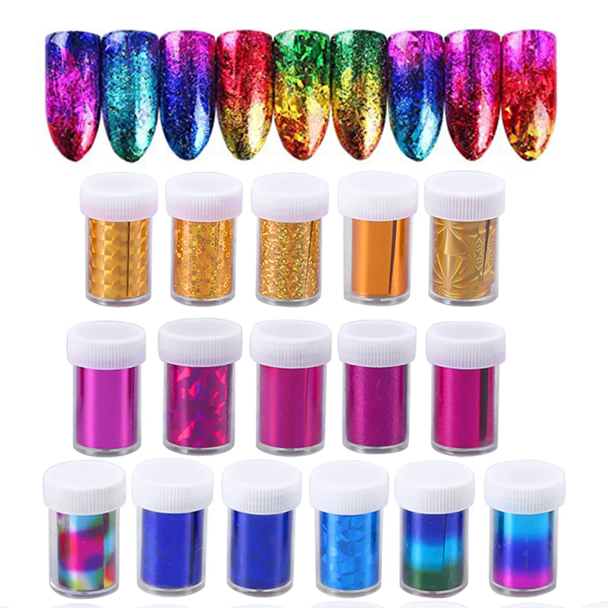 

24PCS Gradient Starry Nail Foil Paper Nail Transfer Stickers Manicure Accessories Nail Art Decorations (Mixed Multicolor)