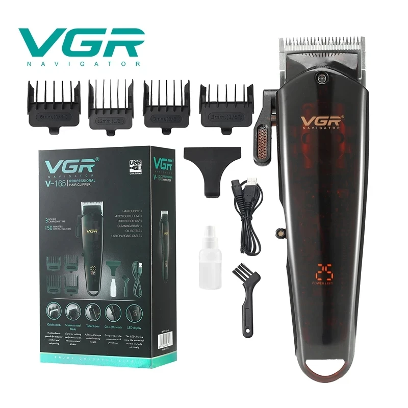 

VGR Professional LCD Hair Clipper for Barber Electric Hair Trimmer USB Rechargeable Barber Clippers For Men Hair Beard Machine