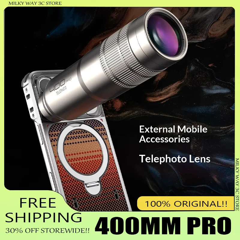Фото Супертелеобъектив Fotorgear 400 мм Pro для мобильных телефонов, 8-кратный телеконвертер без виннетинга для iPhone/Xiaomi/Vivo/Huawei/Oppo №1