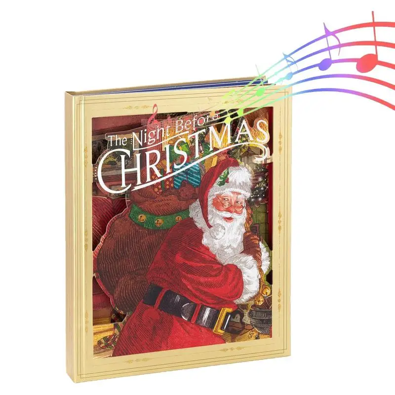 

Книга со звуком и светильник The Night Before Christmas, классический Новогодний подарок для детей, изысканная привлекательная 3d-книга со сказками