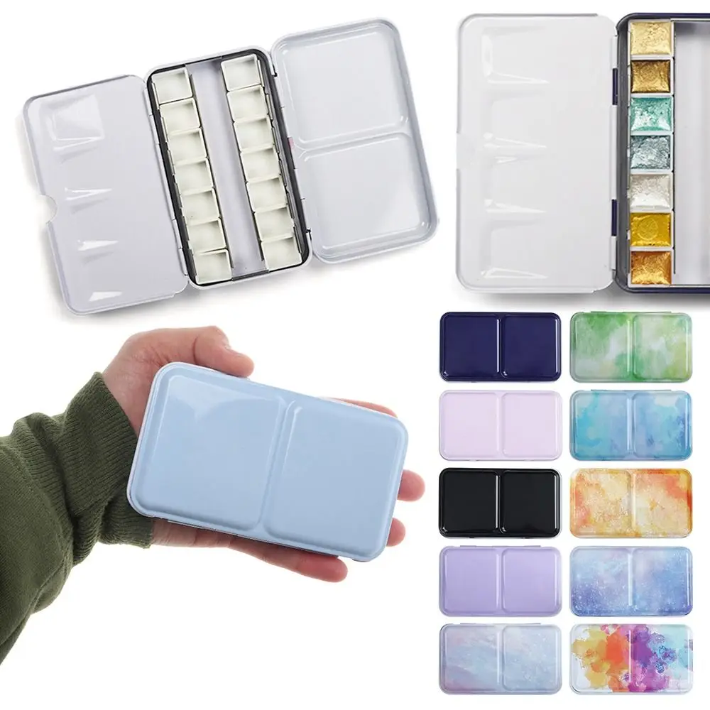 

DIY Pigment Box Popular Easy To Carry Multi-Color Iron Box Three Fold Split Pack Painting Tray Home