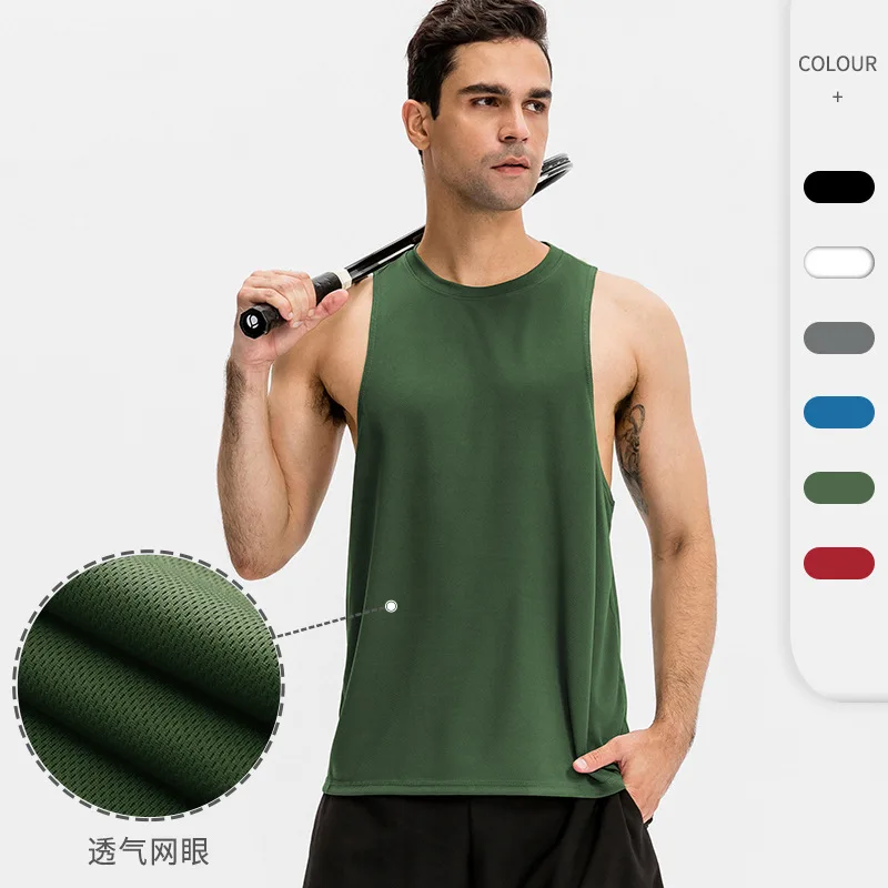 Men Loose Sleeveless Tank Top Sports Vest Fitness Running Basketball Training Breathable Quick-drying Coat Running Perspiration