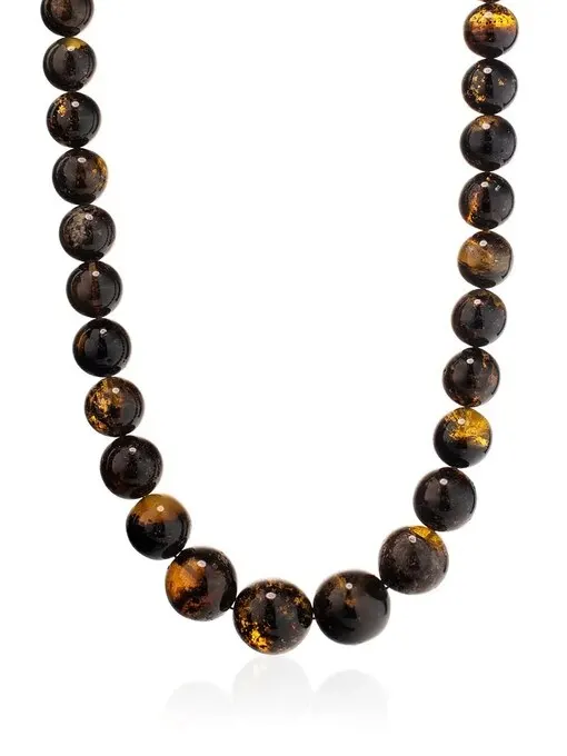 Объёмные текстурные бусы из натурального цельного янтаря Метеорит - купить по