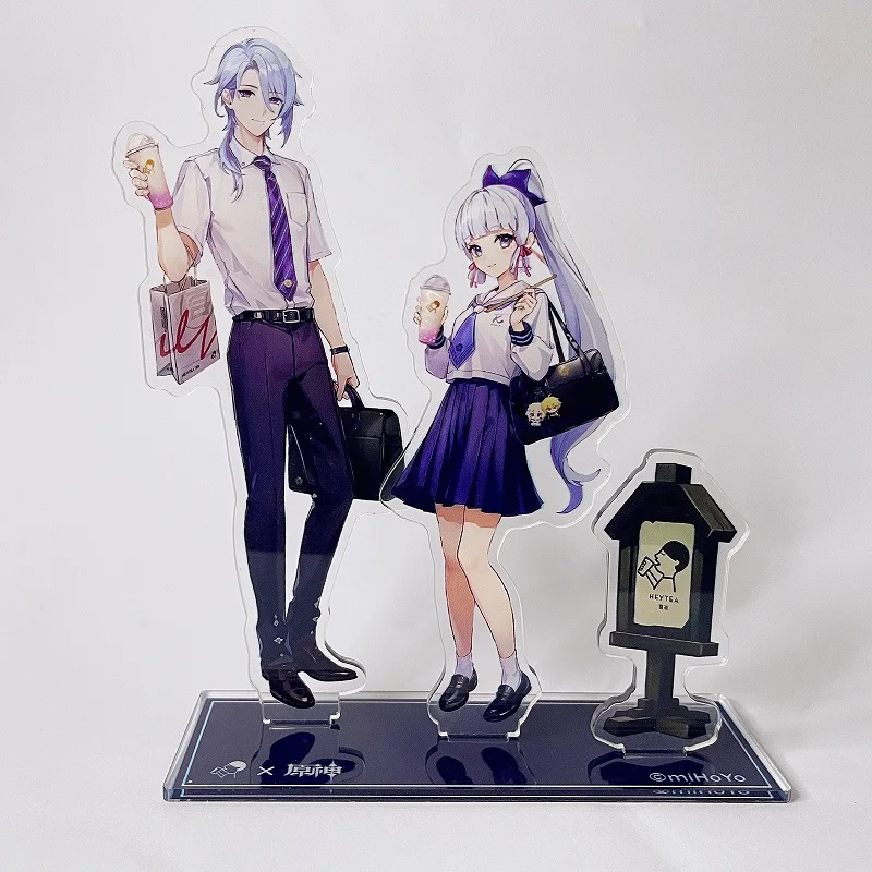 

Anime Genshin Impact Stand Acrylic Figure Kamisato Ayaka Kamisato Ayato Milk Tea Standing Model Props Creative Desktop Ornament