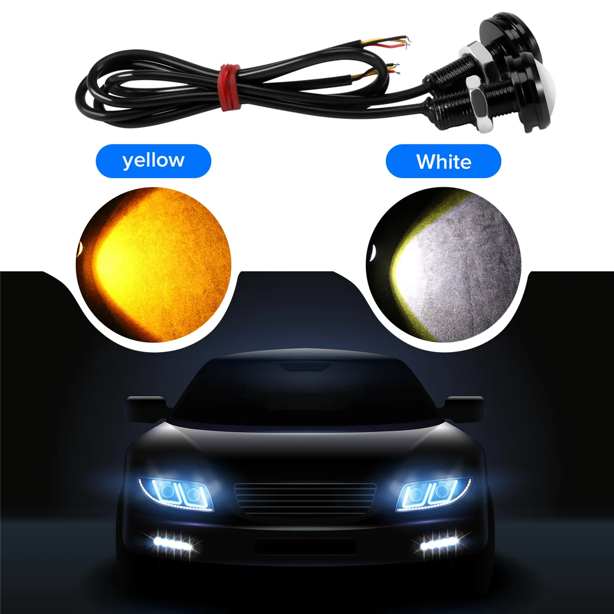 10 шт. 12 В 23 мм двухцветный переключатель 4014 Smd светодиодов Drl Eagle Eye дневный свет